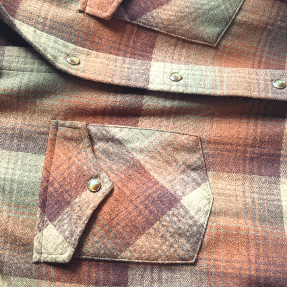 🆕 Pendleton Canyon Umatillo 100% Wool L Western Shirt L Rust Taupe Brown Plaid - Picture 4 of 15